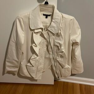 For Cynthia Ivory Ruffle Zip Front Jacket Size Small Lightweight